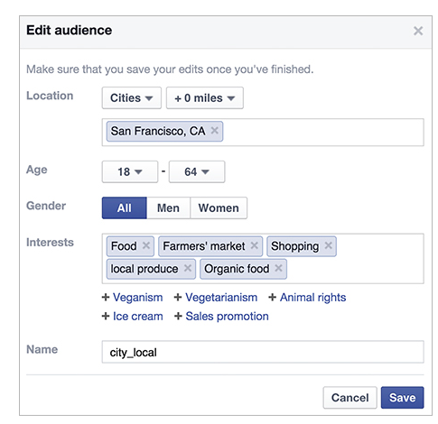 Facebook audience targeting