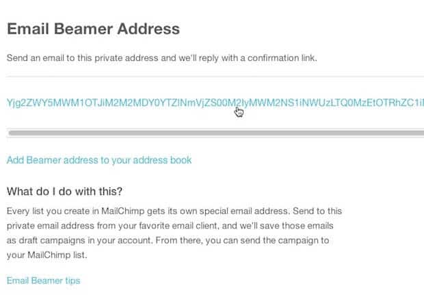 Mailchimp email beamer