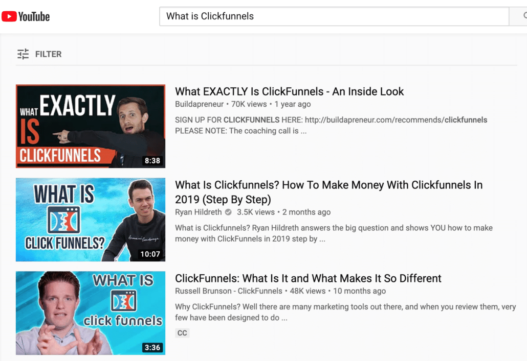 What is Clickfunnels YouTube Search Results