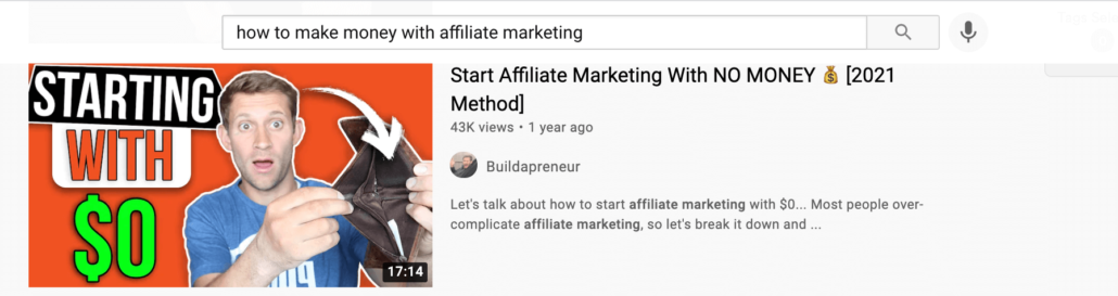 Affiliate marketing example