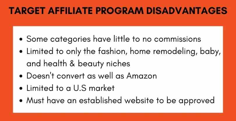 Target affiliate marketing program disadvantages