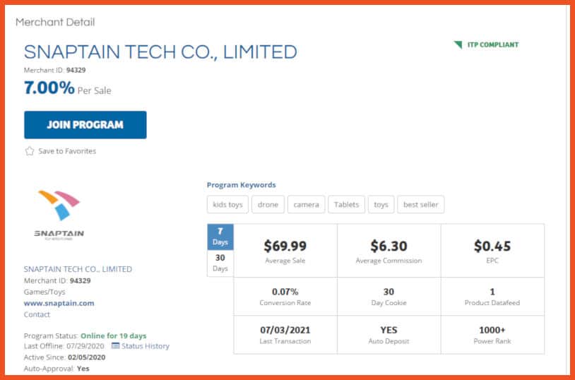 Snaptain Affiliate Program